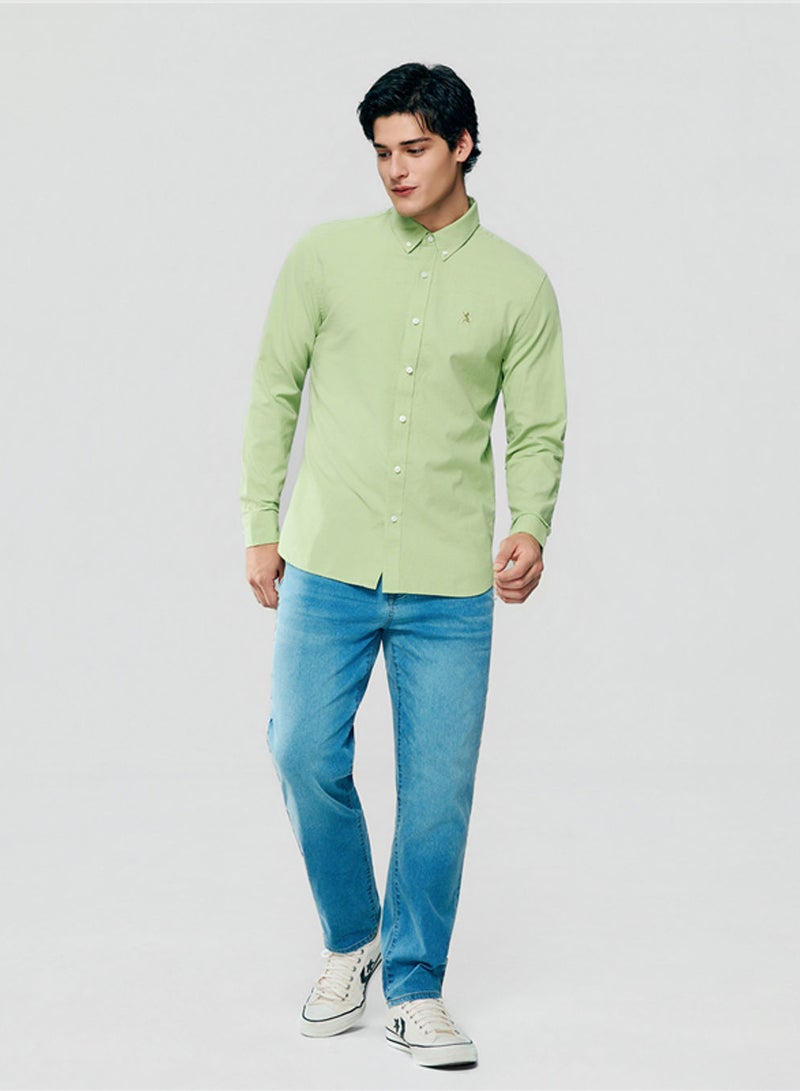 GIORDANO Men’s Cotton Slim Oxford Shirt with Embroidery - Image 2